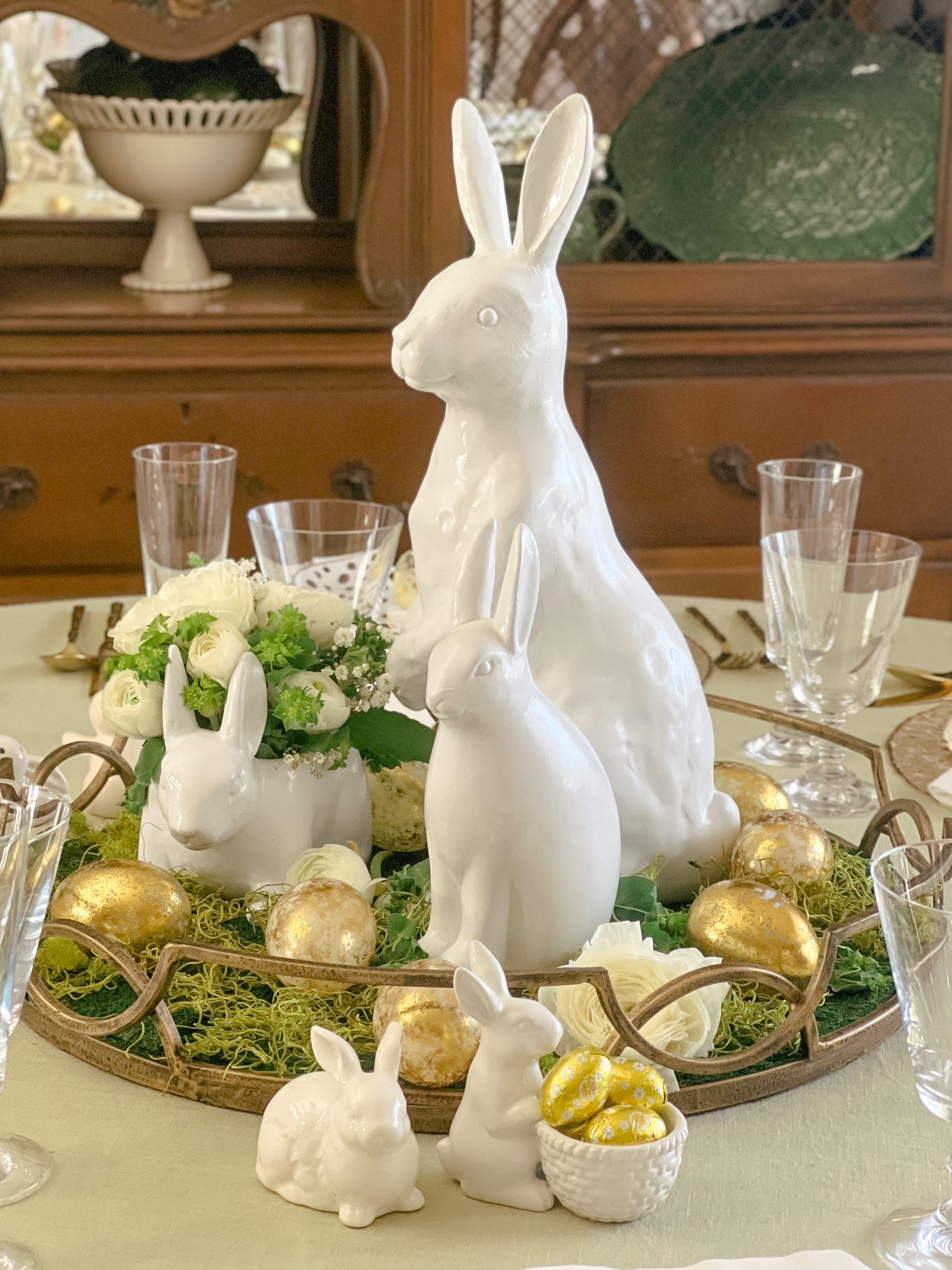 White and Gold Bunny Tablescape – The Tiny Fairy